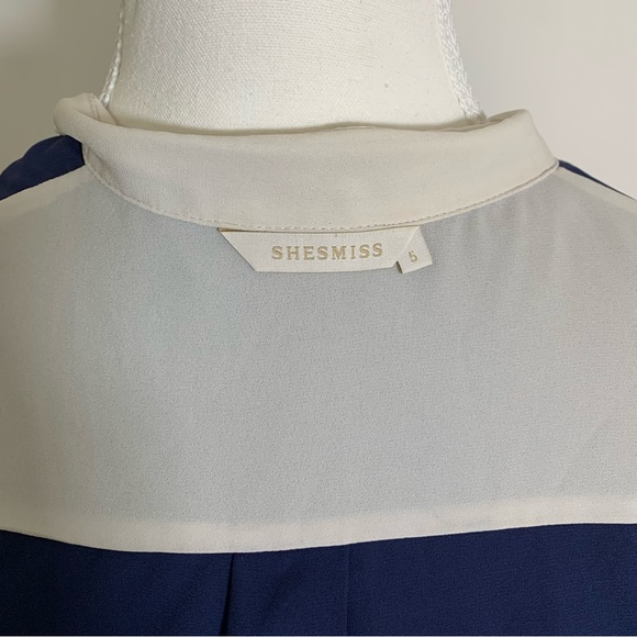 Navy blue Chiffon Summer Blouse from Korea - Picture 8 of 9